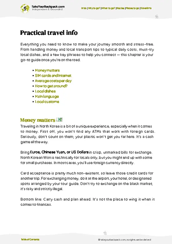 example page 7 from our offline Travel Guide for North Korea
